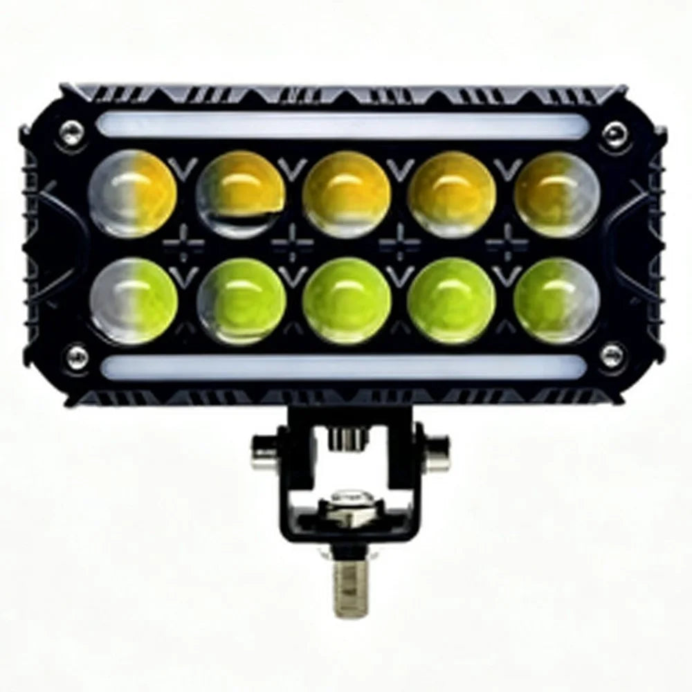 10-LED Work Light Yellow and White Dual Color IP67 Waterproof Spotlight for ATV Motorcycle Car - Black - 1