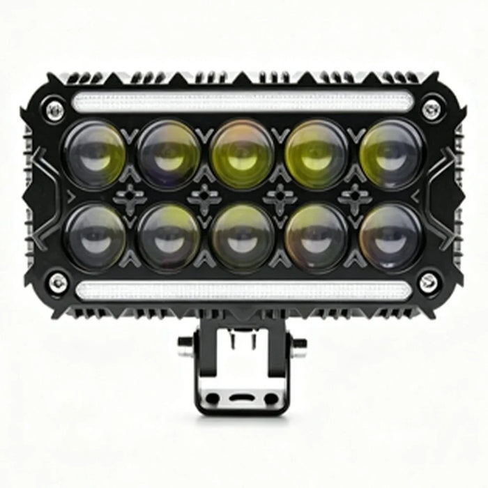 10-LED Work Light Yellow and White Dual Color IP67 Waterproof Spotlight for ATV Motorcycle Car - Black - 2