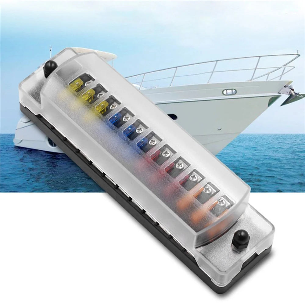 ZH-979A2 12 Way Car Fuse Box Fuse Holder Truck Auto Blade Fuse Box with 24x Fuses and Sticker - 2