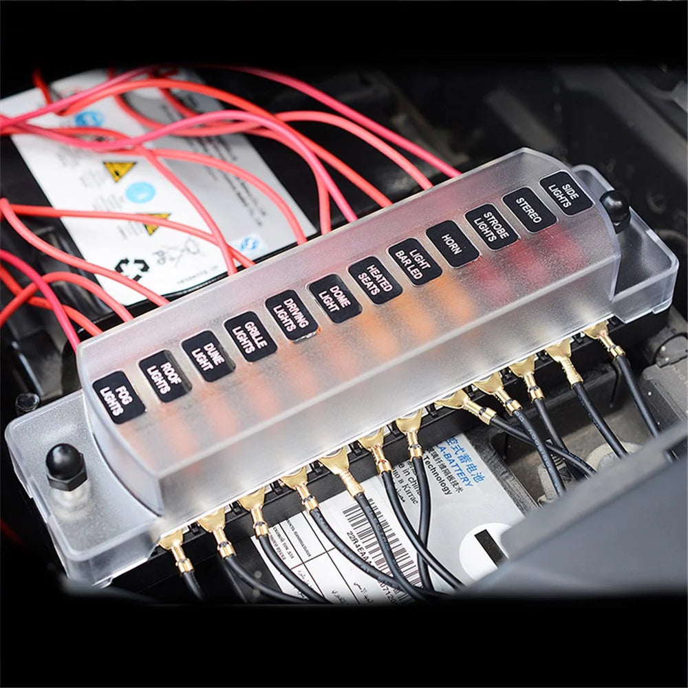 ZH-979A2 12 Way Car Fuse Box Fuse Holder Truck Auto Blade Fuse Box with 24x Fuses and Sticker - 5