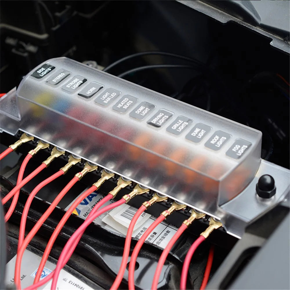 ZH-979A2 12 Way Car Fuse Box Fuse Holder Truck Auto Blade Fuse Box with 24x Fuses and Sticker - 6