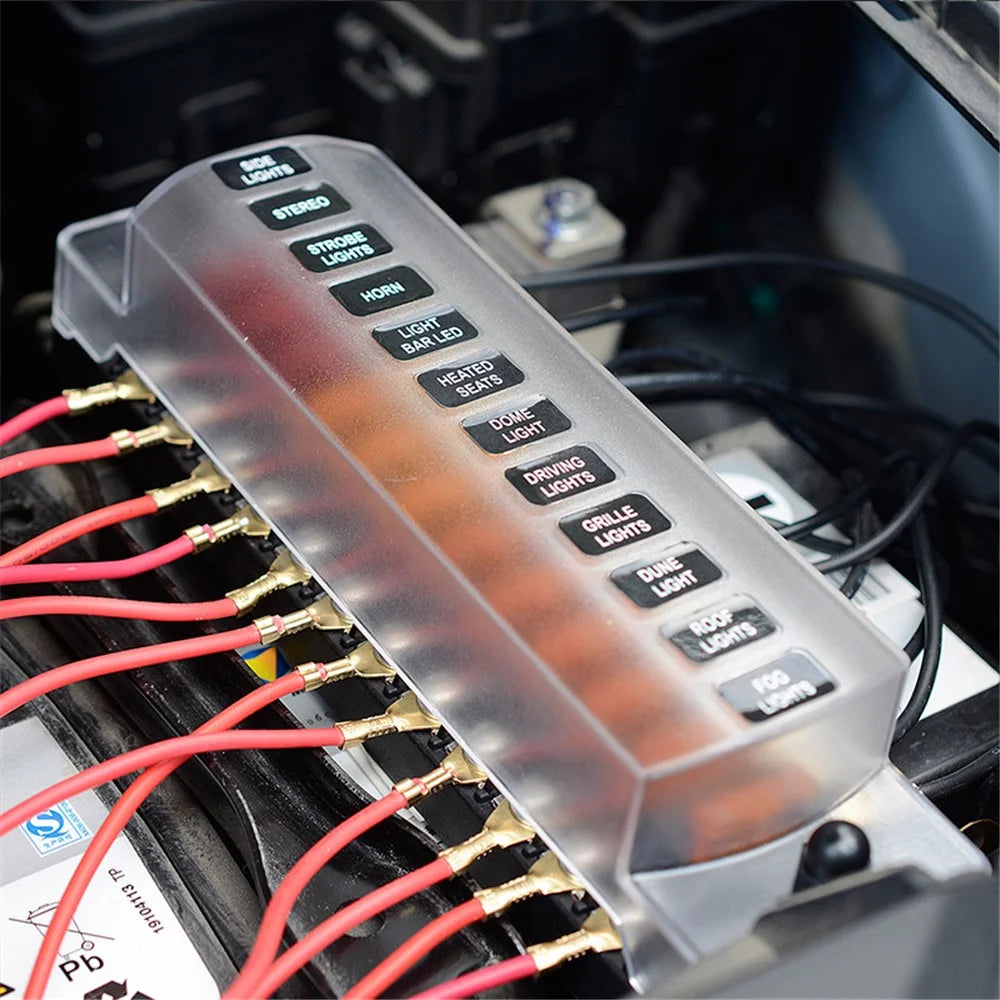 ZH-979A2 12 Way Car Fuse Box Fuse Holder Truck Auto Blade Fuse Box with 24x Fuses and Sticker - 7