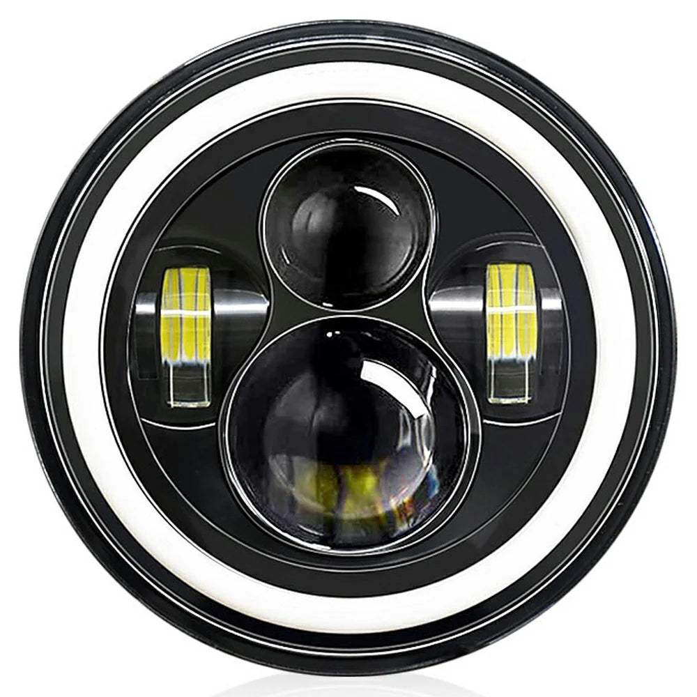4th Gen 7 Inch H4 Car LED Headlight Angel Eye Round DRL Turn Signal Lamp for Jeep Wrangler Off-road - 1