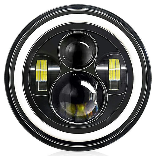 4th Gen 7 Inch H4 Car LED Headlight Angel Eye Round DRL Turn Signal Lamp for Jeep Wrangler Off-road - 1