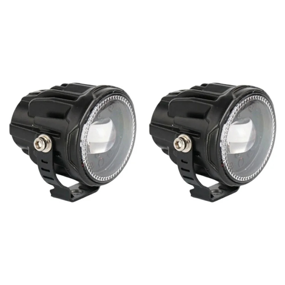 V96A 2Pcs Round LED Spotlight IP67 Waterproof 25W 12000LM Driving Warning Lamp for Car Motorcycle ATV - Black - 1