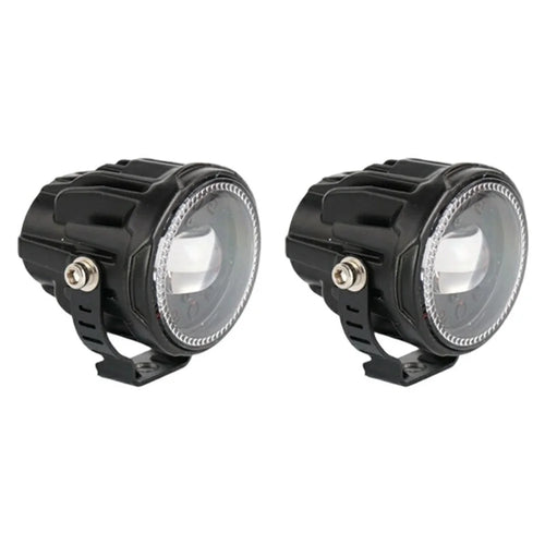 V96A 2Pcs Round LED Spotlight IP67 Waterproof 25W 12000LM Driving Warning Lamp for Car Motorcycle ATV - Black - 1