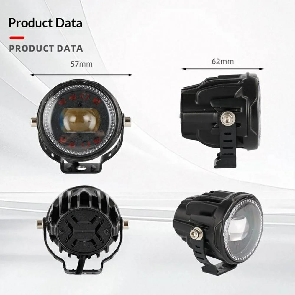 V96A 2Pcs Round LED Spotlight IP67 Waterproof 25W 12000LM Driving Warning Lamp for Car Motorcycle ATV - Black - 5