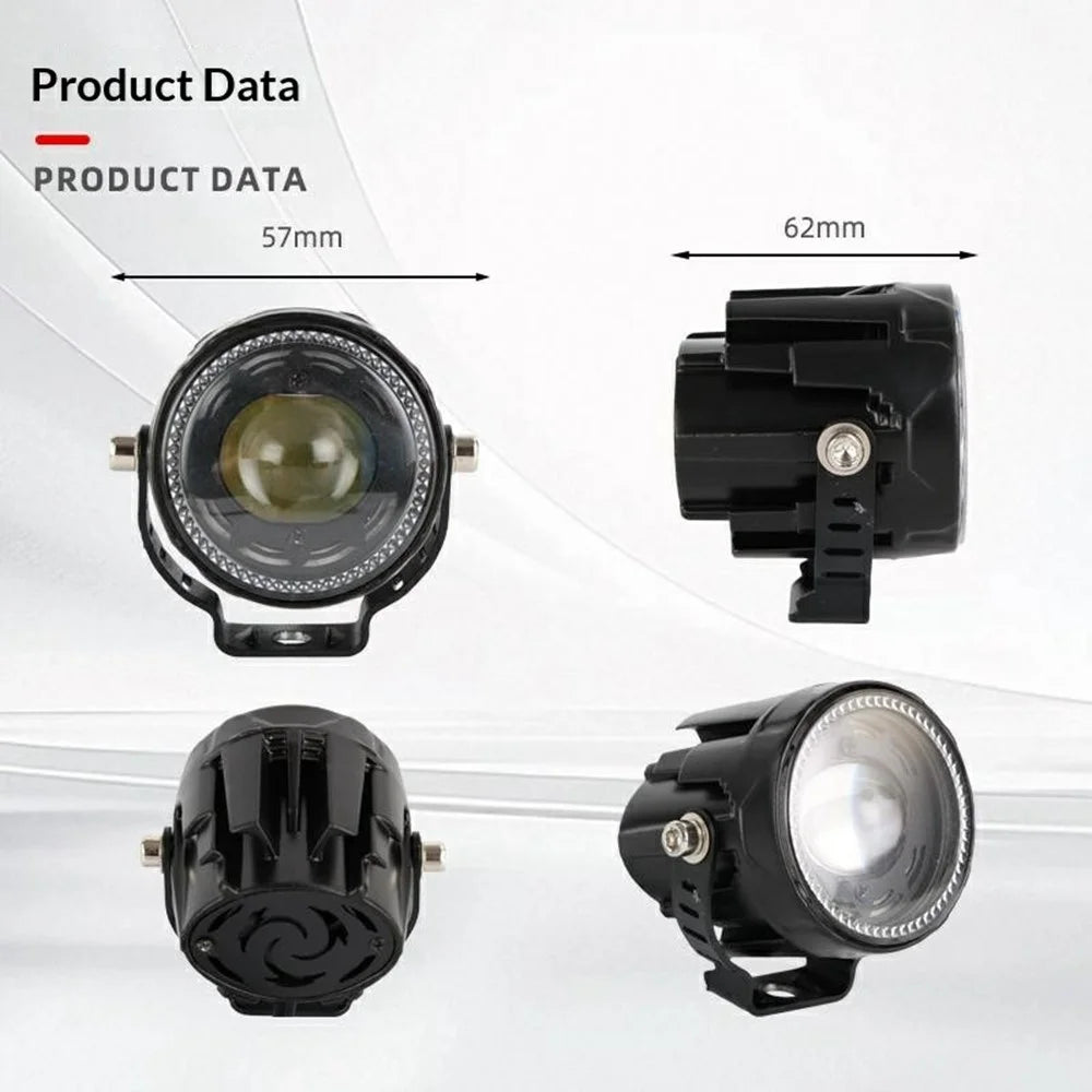 V96B 2Pcs IP67 Waterproof Driving Warning Lamp 25W 12000LM Round LED Spotlight for Car Motorcycle ATV - Black - 5