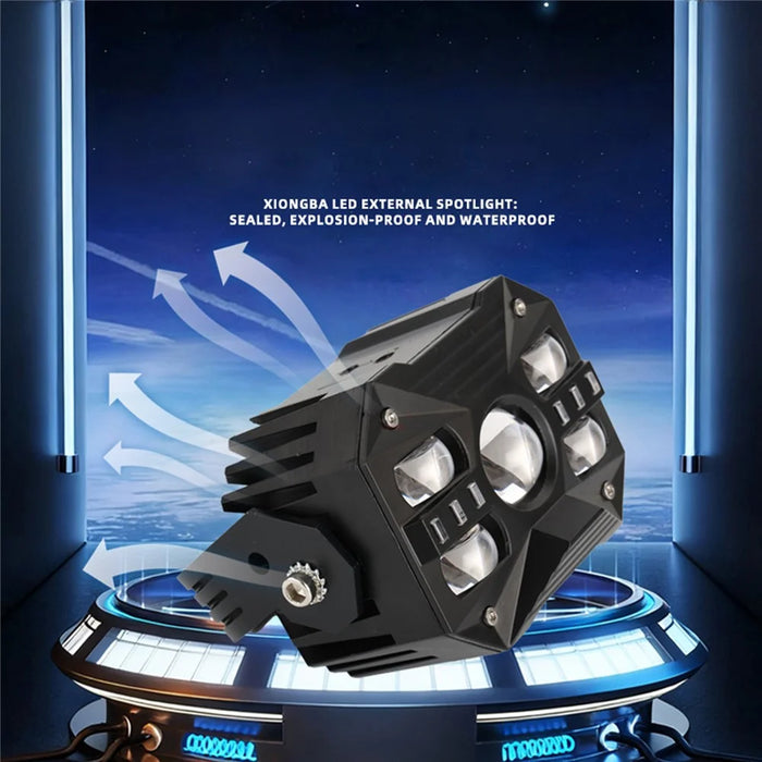 5-LED Car Light 65W 12000LM Yellow and White Light Motorcycle Spotlight IP67 Waterproof for ATV Off-road - 2