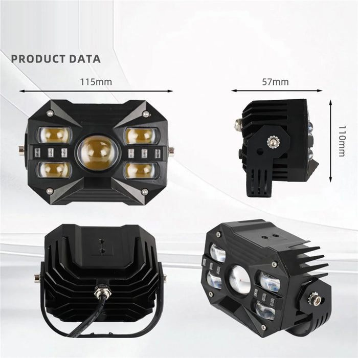 5-LED Car Light 65W 12000LM Yellow and White Light Motorcycle Spotlight IP67 Waterproof for ATV Off-road - 4