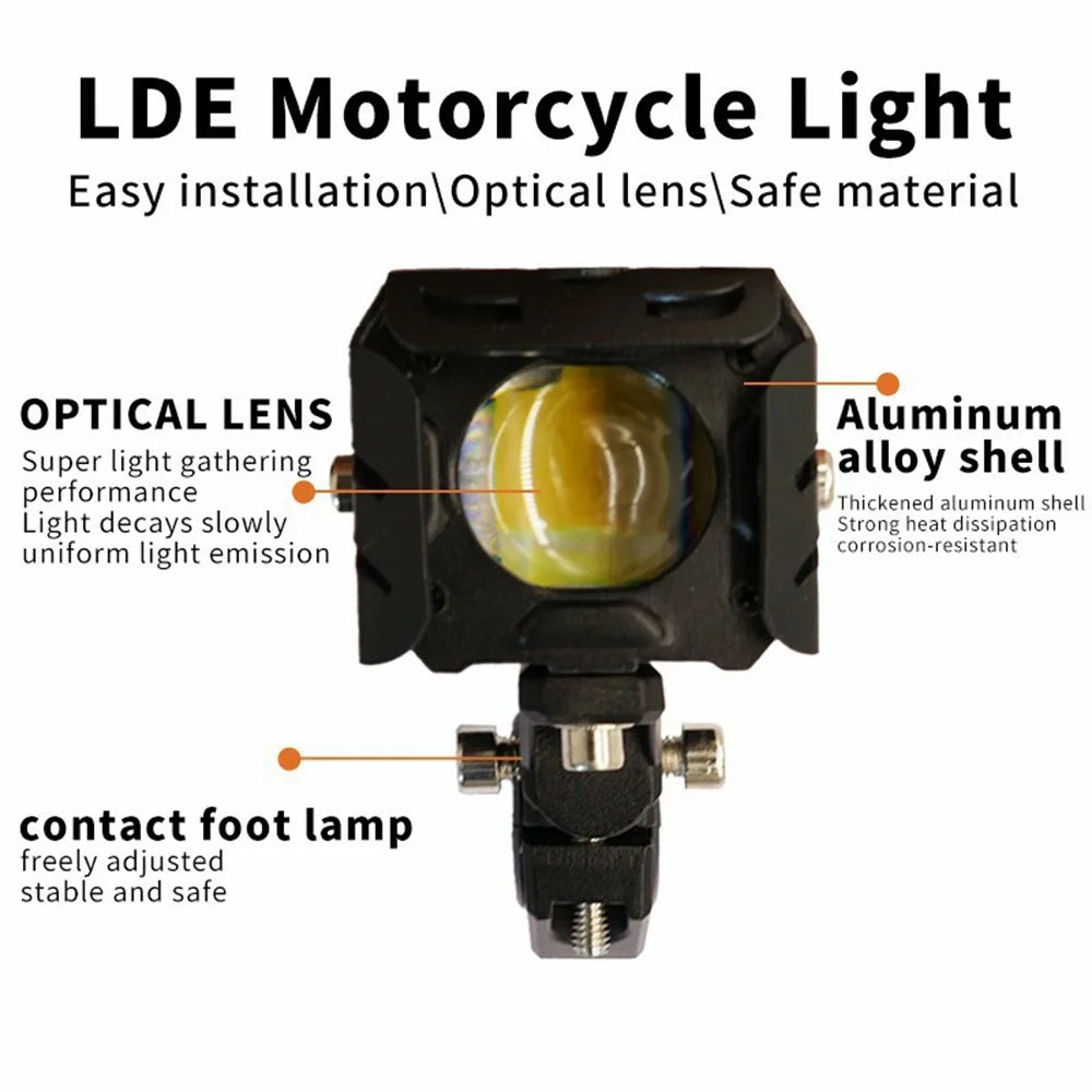 V90 Motorcycle LED Light 65W 12000LM IP67 Waterproof Dual Color Spotlight for ATV Off-Road - Black - 2