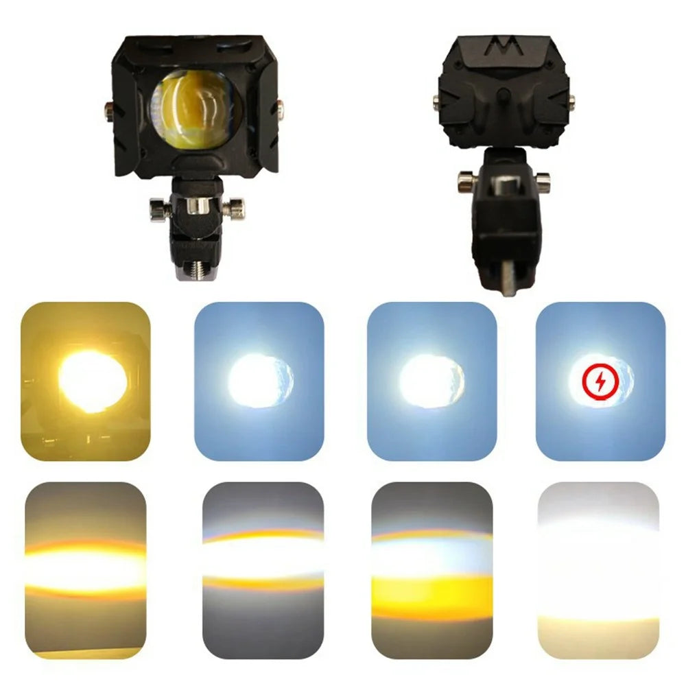 V90 Motorcycle LED Light 65W 12000LM IP67 Waterproof Dual Color Spotlight for ATV Off-Road - Black - 3