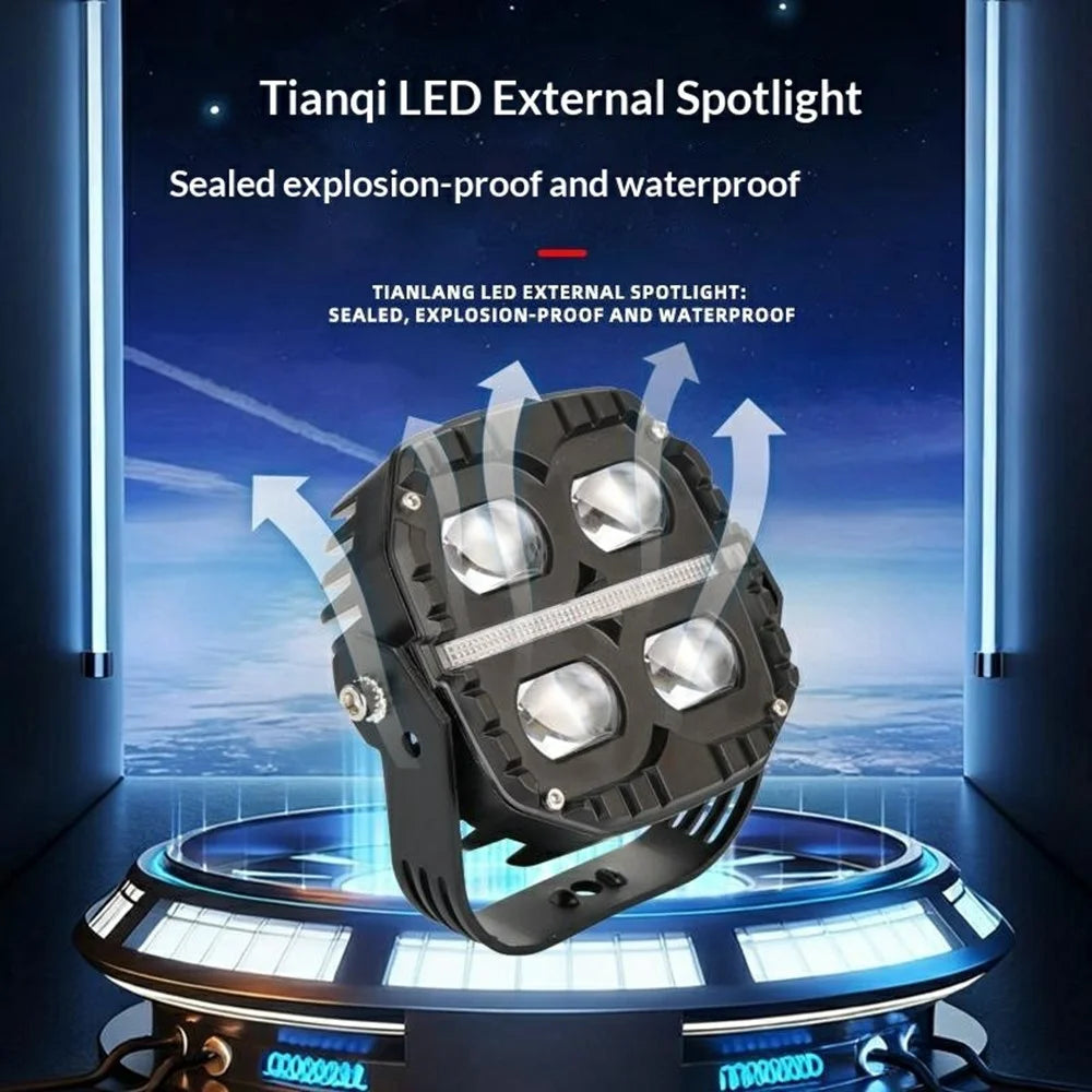IP67 Waterproof 65W 12000LM Yellow and White Light LED Spotlight with Amber Daytime Running Light - Black - 2