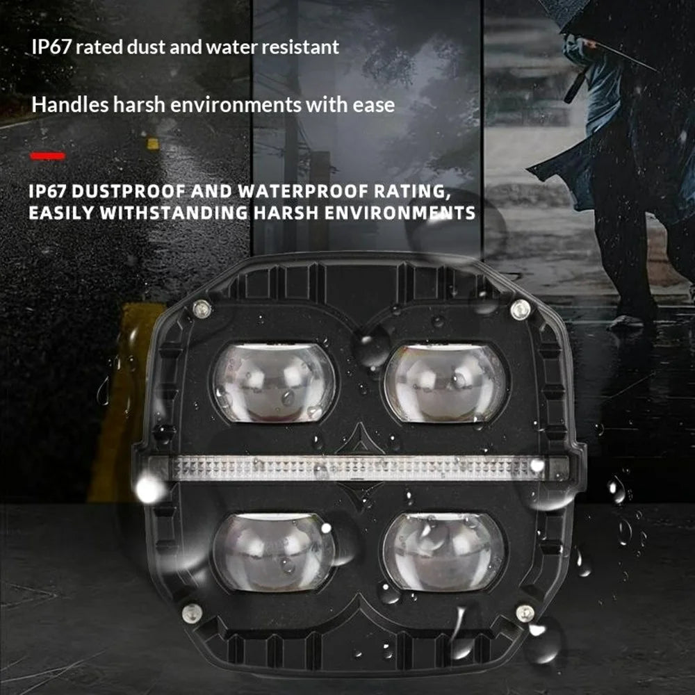 IP67 Waterproof 65W 12000LM Yellow and White Light LED Spotlight with Amber Daytime Running Light - Black - 3