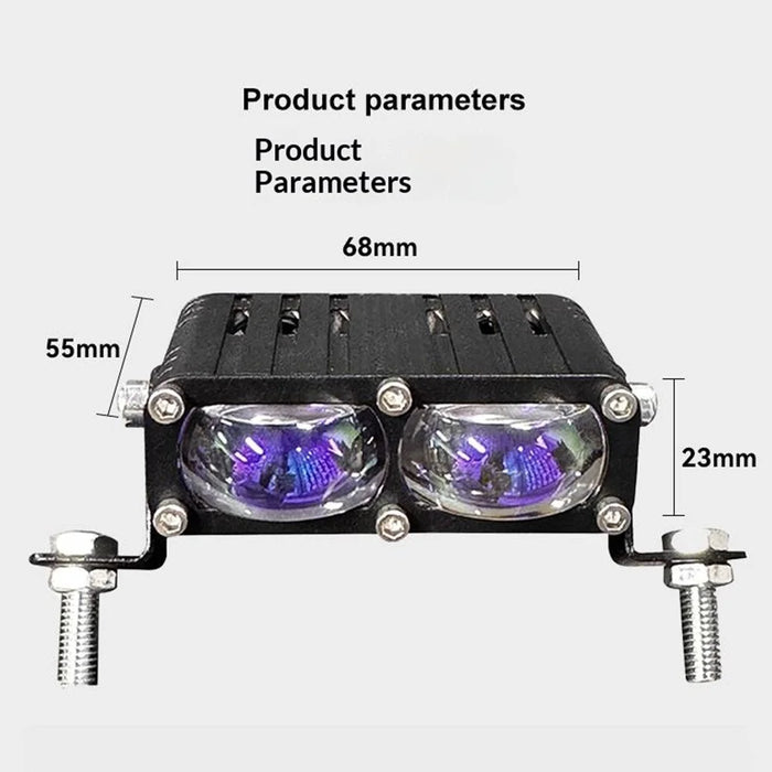 2Pcs 2 LEDs Spotlight 12000LM 30W Motorcycle Car ATV Spotlight IP67 Waterproof Light - Black - 7