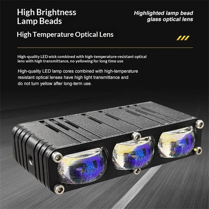 2Pcs 3 LEDs Spotlight 12000LM 40W Motorcycle Car ATV Spotlight IP67 Waterproof Light - Black - 2