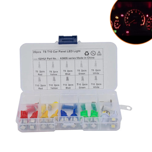 A3605 20PCS T5 / T10 Car Dashboard Light Motorcycle Modification LED Turn Signal Light Clearance Lamp with Plastic Box - 1