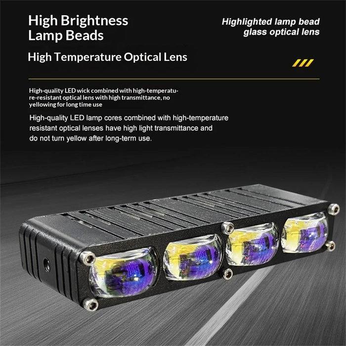 2Pcs 4 LEDs Spotlight 12000LM 50W Motorcycle Car ATV Spotlight IP67 Waterproof Light - Black - 2