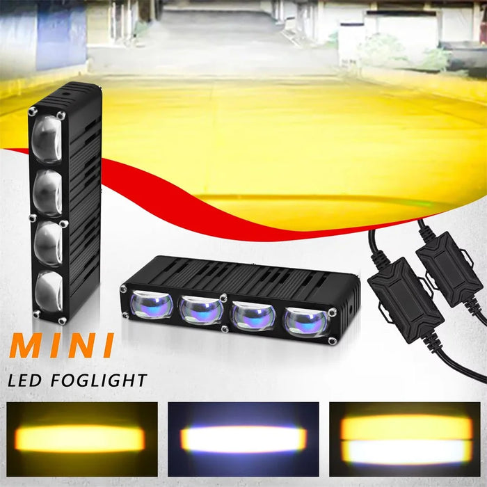 2Pcs 4 LEDs Spotlight 12000LM 50W Motorcycle Car ATV Spotlight IP67 Waterproof Light - Black - 4