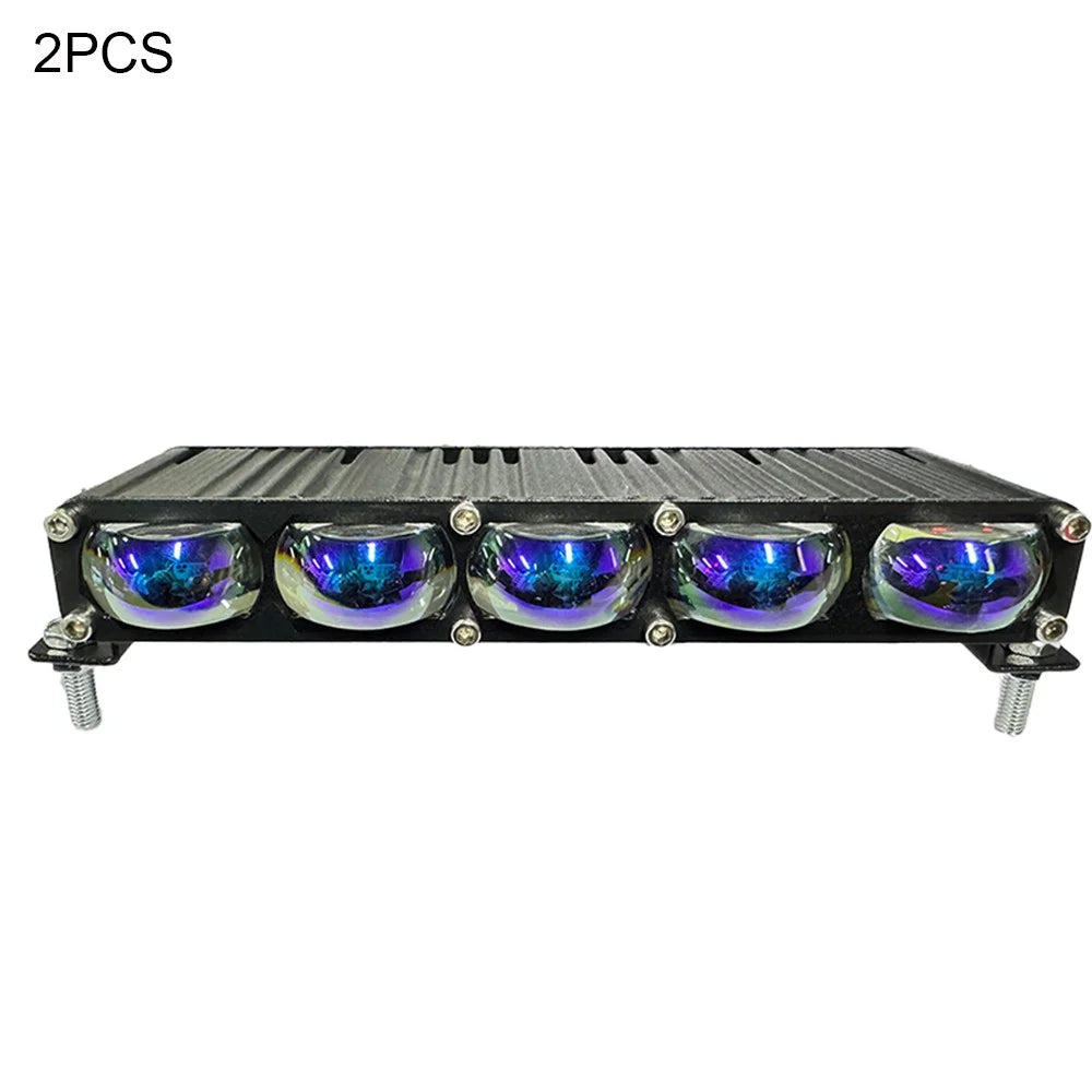 2Pcs 5 LEDs Spotlight 12000LM 60W Motorcycle Car ATV Spotlight IP67 Waterproof Light - Black - 1