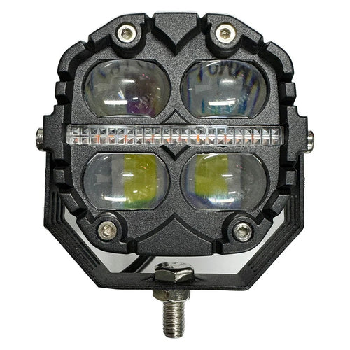 12000LM 65W LED Car Auxiliary Light Yellow White Driving Light with Flowing Amber Warning for Motorcycle SUV ATV - Black - 1