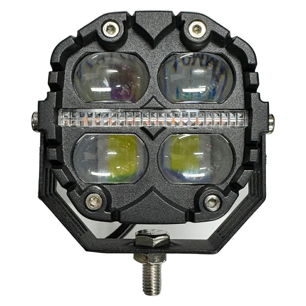 12000LM 65W LED Car Auxiliary Light Yellow White Driving Light with Flowing Amber Warning for Motorcycle SUV ATV - Black - 1