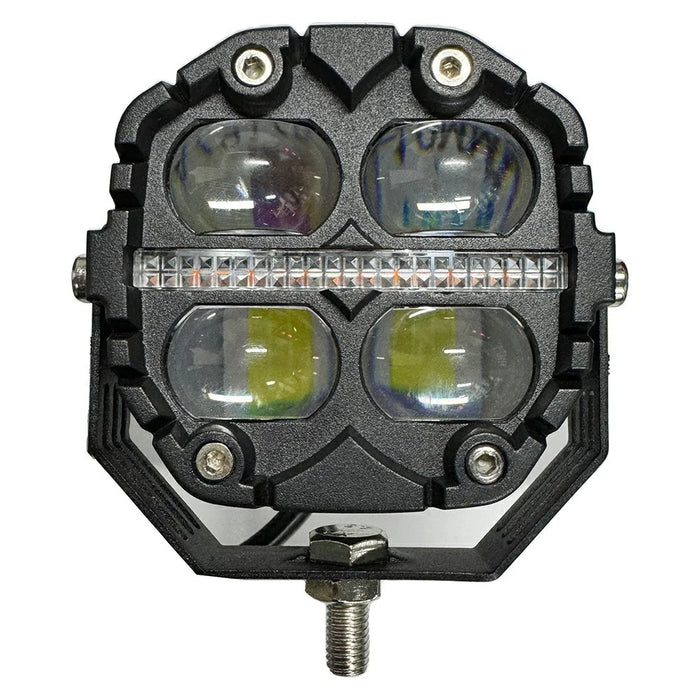 12000LM 65W LED Car Auxiliary Light Yellow White Driving Light with Flowing Amber Warning for Motorcycle SUV ATV - Black - 1