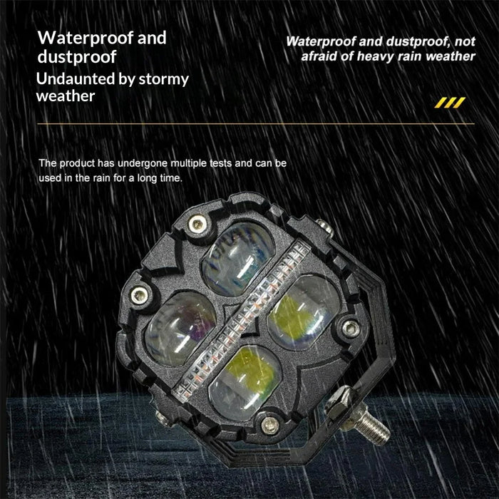 12000LM 65W LED Car Auxiliary Light Yellow White Driving Light with Flowing Amber Warning for Motorcycle SUV ATV - Black - 4