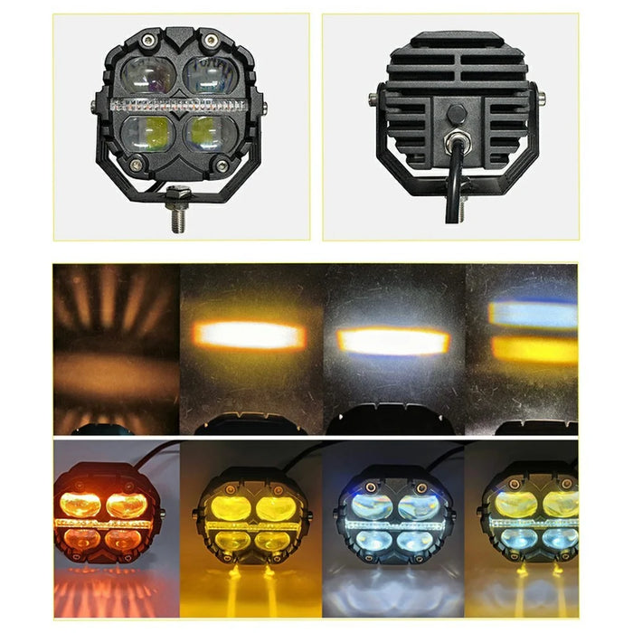 12000LM 65W LED Car Auxiliary Light Yellow White Driving Light with Flowing Amber Warning for Motorcycle SUV ATV - Black - 5