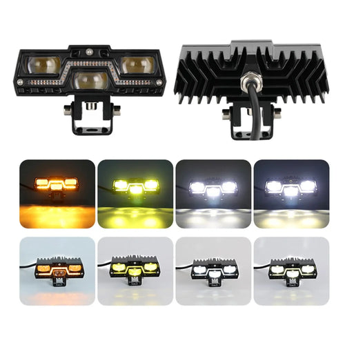 2Pcs LED Auxiliary Light Bar Yellow White Driving Light with Amber DRL for Motorcycle Car SUV ATV - 1
