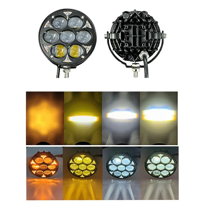 60W Car LED Spotlight Yellow and White Dual Color Auxiliary Driving Lamp for Motorcycle ATV Off-Road - 4