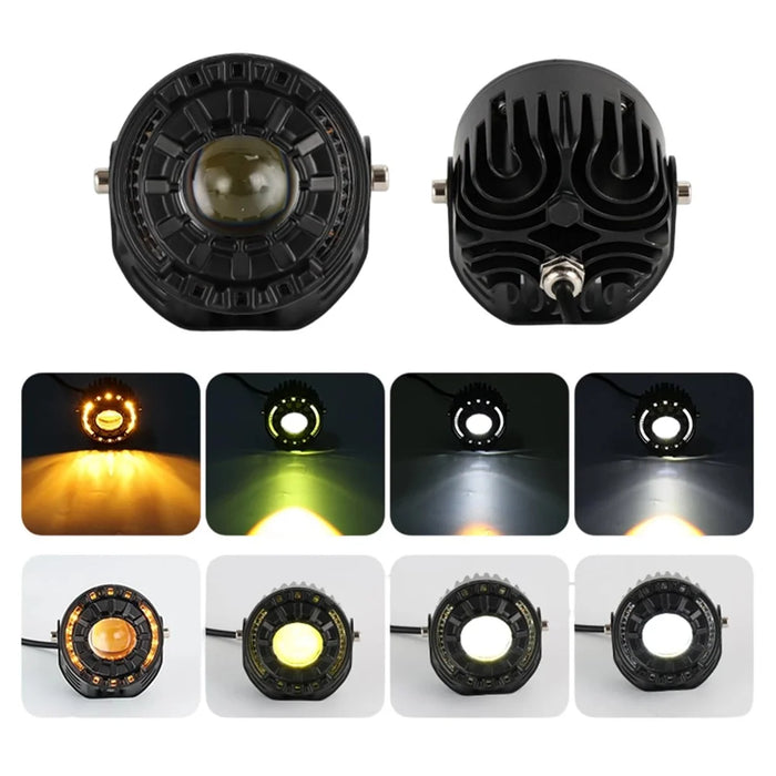2Pcs Car LED Spotlight 65W 12000LM IP67 Waterproof Flowing Warning Light for ATV Motorcycle - Black - 1