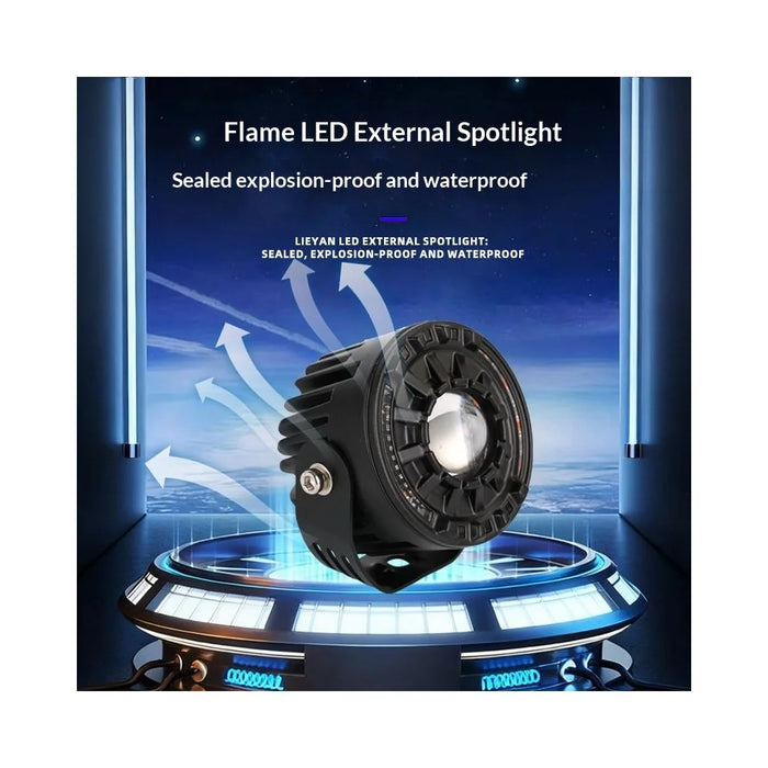 2Pcs Car LED Spotlight 65W 12000LM IP67 Waterproof Flowing Warning Light for ATV Motorcycle - Black - 2
