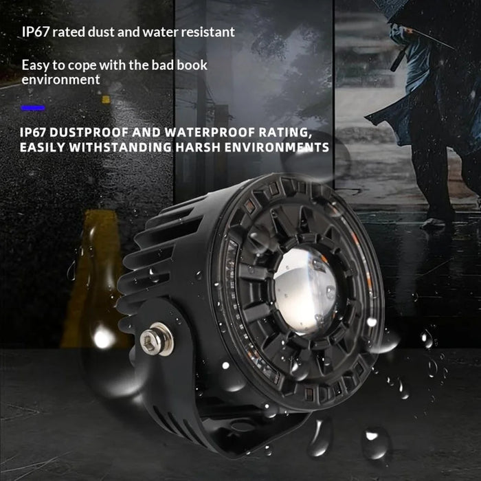 2Pcs Car LED Spotlight 65W 12000LM IP67 Waterproof Flowing Warning Light for ATV Motorcycle - Black - 3