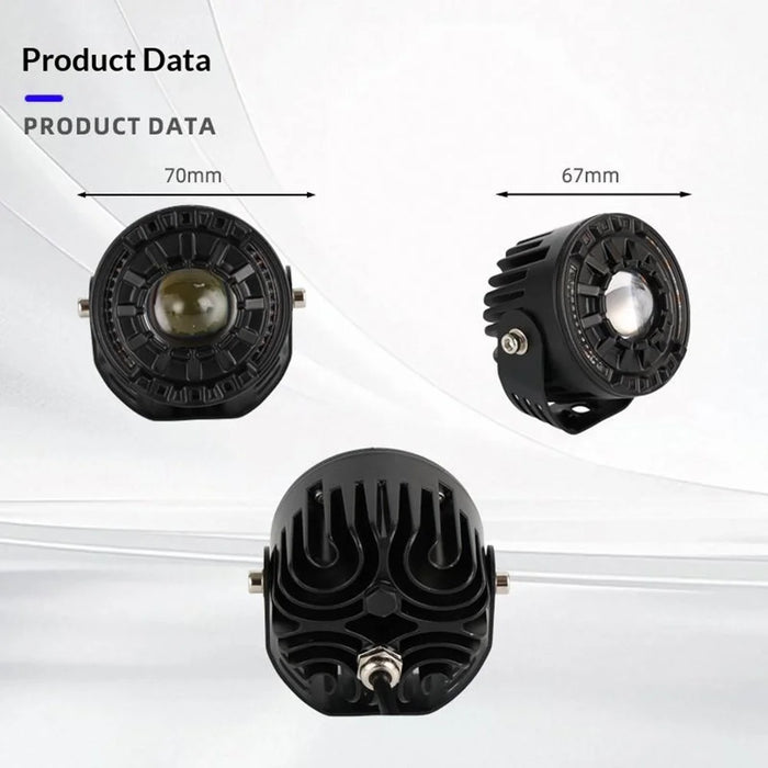 2Pcs Car LED Spotlight 65W 12000LM IP67 Waterproof Flowing Warning Light for ATV Motorcycle - Black - 4
