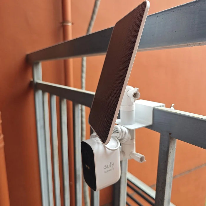 Gutter Mount Bracket No Drilling 360 Degree Adjustable Double Ball Head Clamp for Security Camera Solar Panel Holder Stand - White - 3