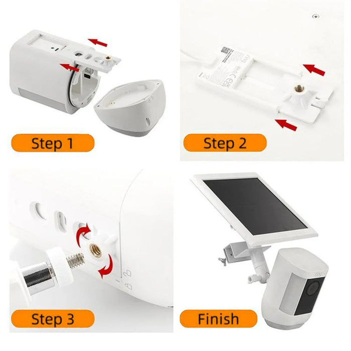 Gutter Mount Bracket No Drilling 360 Degree Adjustable Double Ball Head Clamp for Security Camera Solar Panel Holder Stand - White - 4