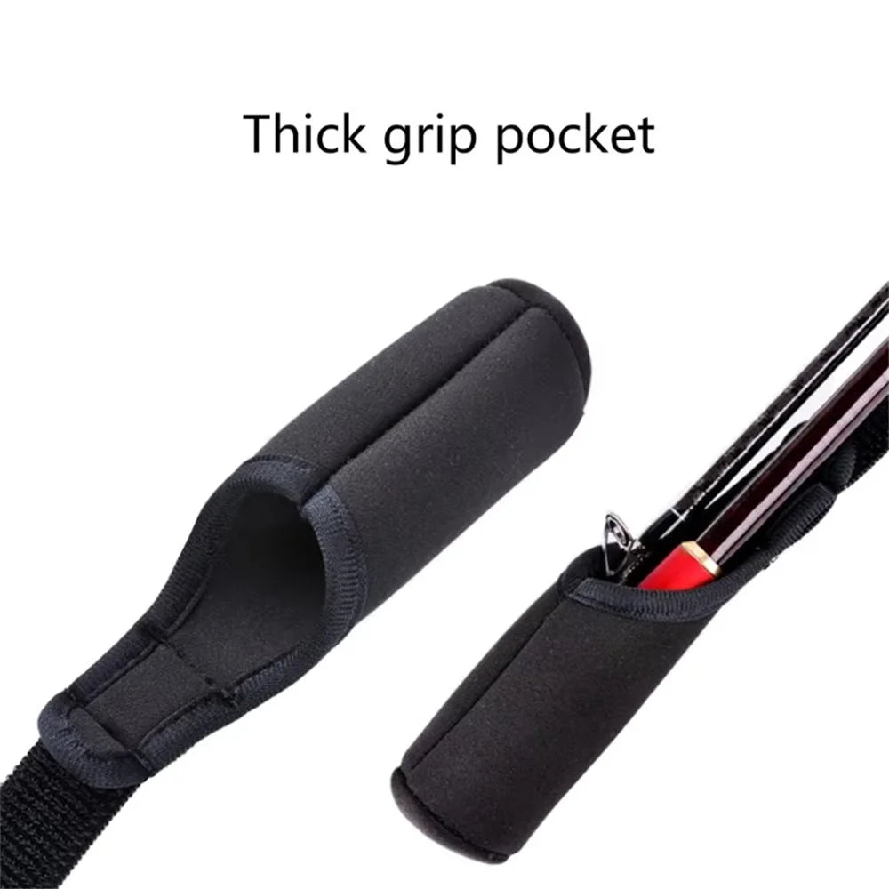 Portable Fishing Rod Tip & Butts Protector Cover 60-130cm Adjustable Tackles Store Fishing Rod Sleeve - Black - 3