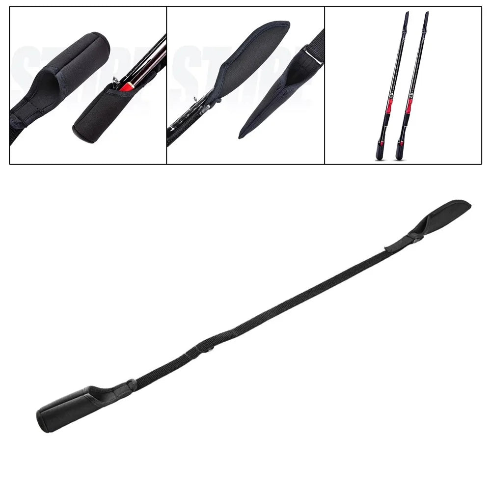 Portable Fishing Rod Tip & Butts Protector Cover 60-130cm Adjustable Tackles Store Fishing Rod Sleeve - Black - 6