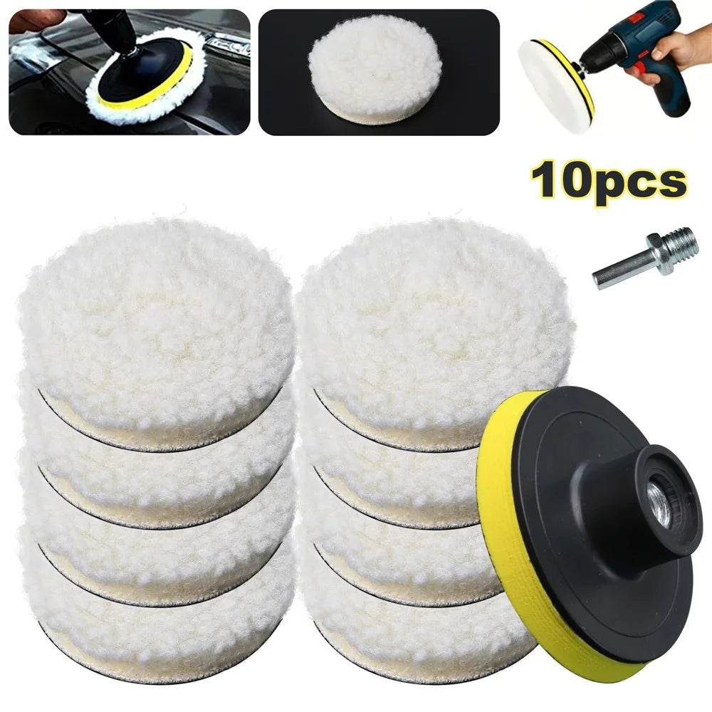 10Pcs 3 Inch Car Polishing Pads Set Wool Buffing Sponge Pads Kit for Car Cleaning Waxing - 1
