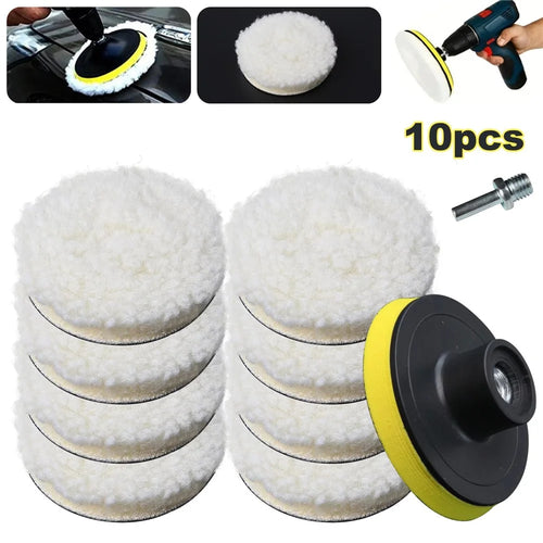 10Pcs 3 Inch Car Polishing Pads Set Wool Buffing Sponge Pads Kit for Car Cleaning Waxing - 1