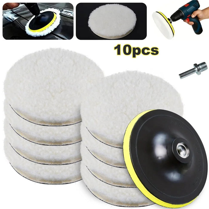 10Pcs 6 Inch Car Polishing Pads Set Wool Buffing Sponge Pads Kit for Car Cleaning Waxing - 1