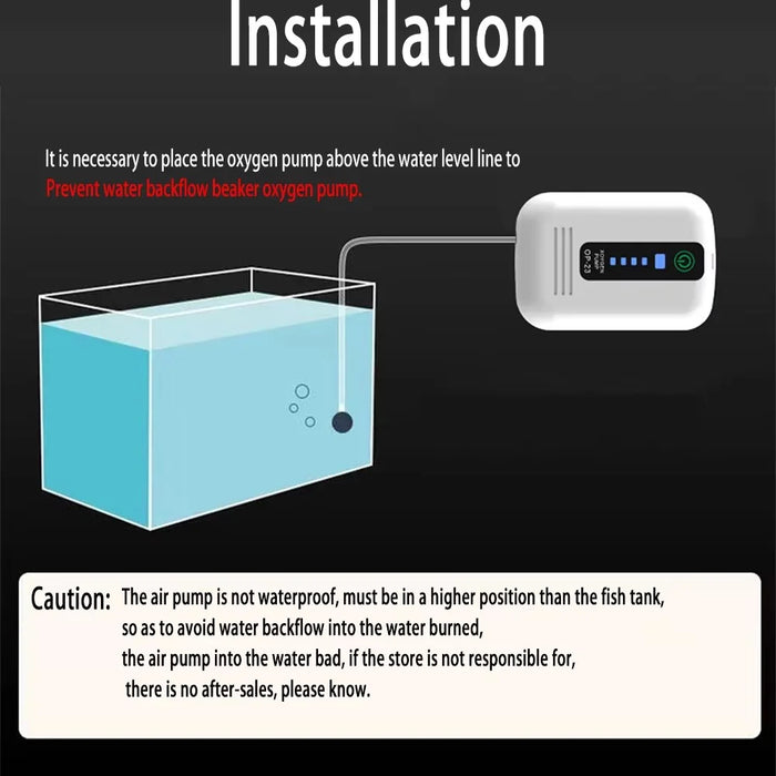 USB Rechargeable Aquarium Air Pump Portable Oxygen Pump Fishing Aerator for Fish Tank Fishing - 2