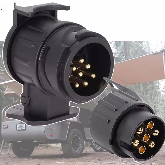 2Pcs 13 Pin to 7 Pin Trailer Adapter Caravan Truck Towbar Car Plug Adapter 12V EU Socket Converter - Black - 5