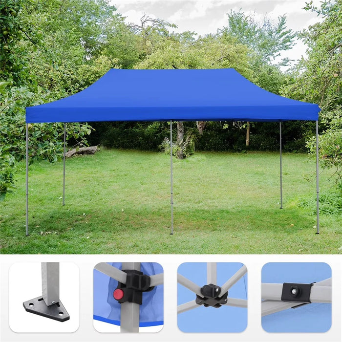 6x3m Garden Pop up Gazebo Canopy Waterproof Retractable Awning Party Tent for Patio BBQ Outdoor - Blue - 5