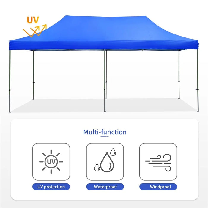 6x3m Garden Pop up Gazebo Canopy Waterproof Retractable Awning Party Tent for Patio BBQ Outdoor - Blue - 6