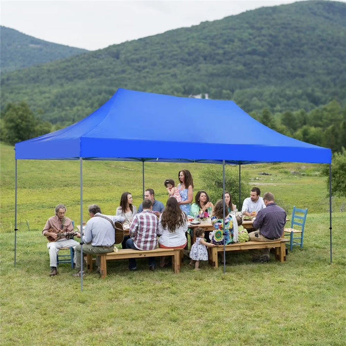 6x3m Garden Pop up Gazebo Canopy Waterproof Retractable Awning Party Tent for Patio BBQ Outdoor - Blue - 7