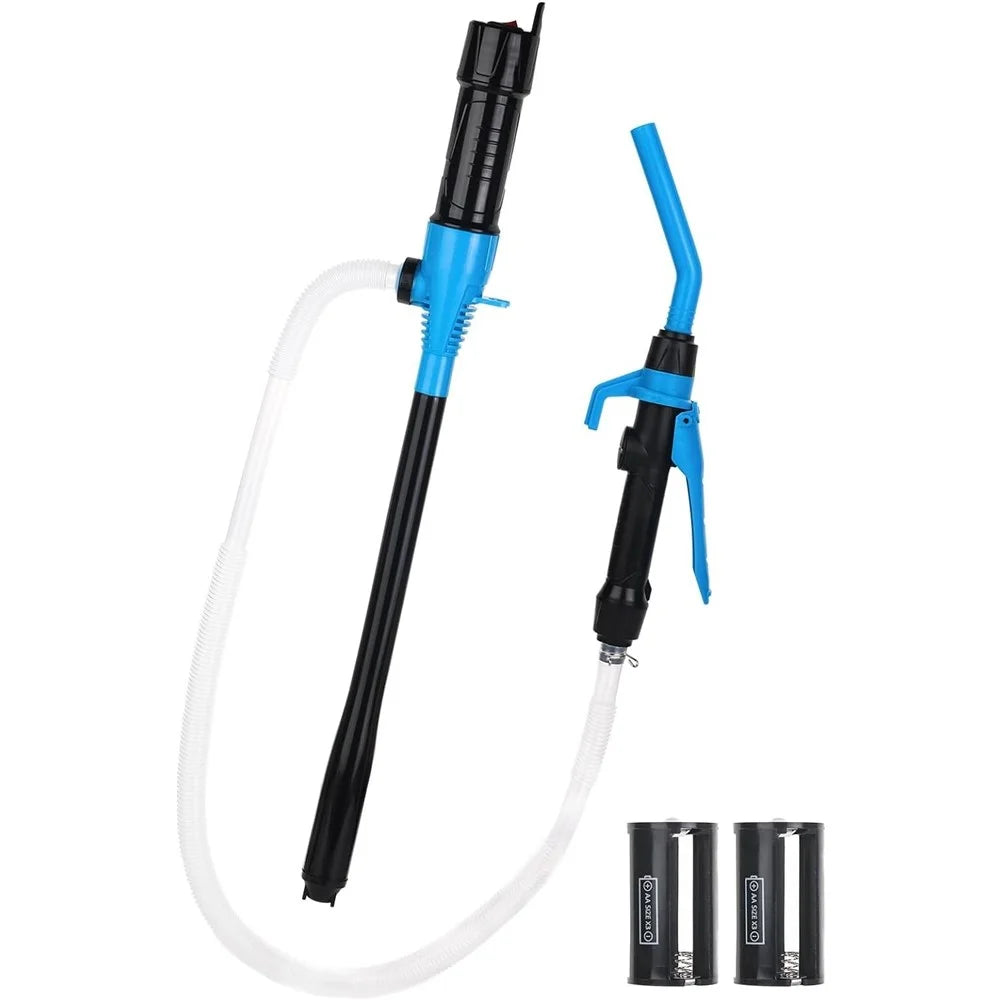 Portable Battery Powered Fuel Transfer Pump Electric Siphon Pump for Gas Diesel Water Car Motorcycle Aquarium - Blue - 1