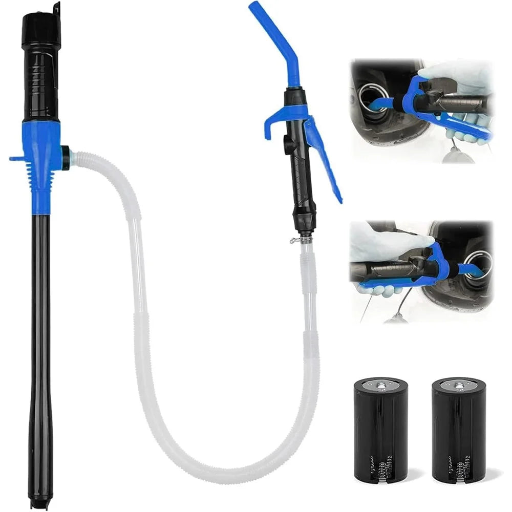 Portable Battery Powered Fuel Transfer Pump Electric Siphon Pump for Gas Diesel Water Car Motorcycle Aquarium - Blue - 2