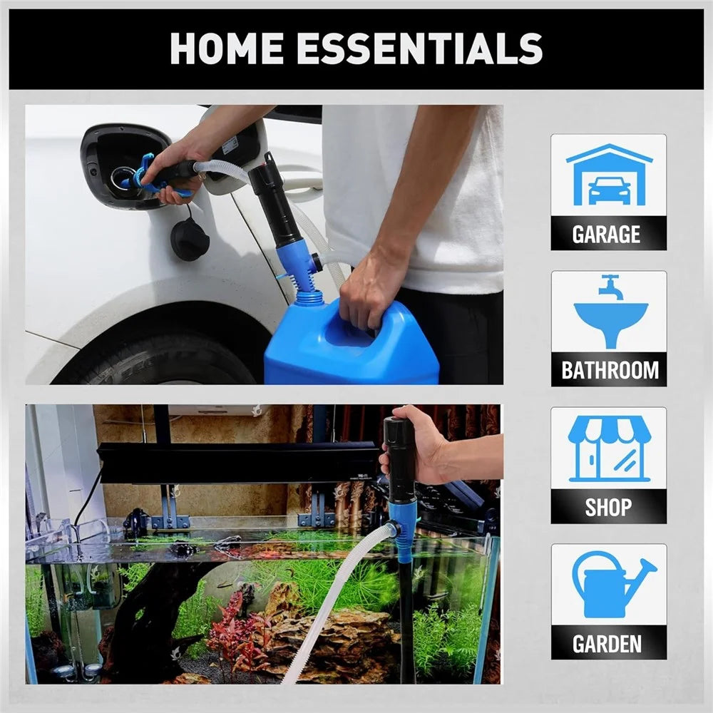 Portable Battery Powered Fuel Transfer Pump Electric Siphon Pump for Gas Diesel Water Car Motorcycle Aquarium - Blue - 3